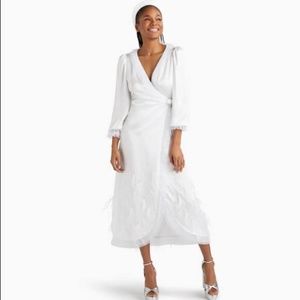 NWT Hill House Dolly Robe Dress | Silk Bridal Robe with Feathers